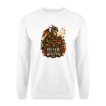 Hüter ungelesener Welten - Unisex Pullover - Weiß - Vorne - Alina (178cm) & Michal (187cm)