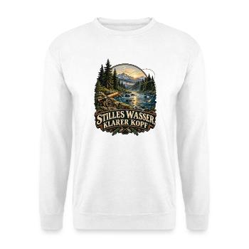 Stilles Wasser, klarer Kopf - Unisex Pullover - Weiß - Vorne - Alina (178cm) & Michal (187cm)