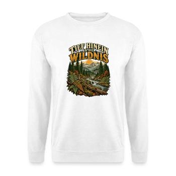 Tief hinein in die Wildnis - Unisex Pullover - Weiß - Vorne - Alina (178cm) & Michal (187cm)