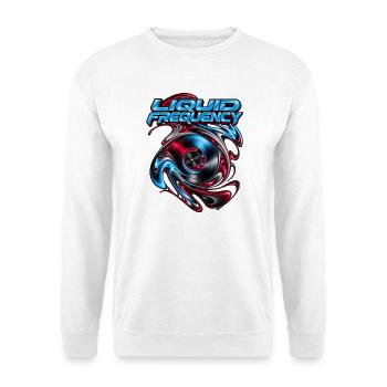 Flüssigfrequenz-Flüssigvinyl - Unisex Pullover - Weiß - Vorne - Alina (178cm) & Michal (187cm)