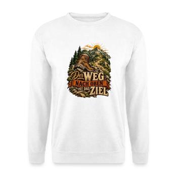 Der Weg nach oben ist das Ziel - Unisex Pullover - Weiß - Vorne - Alina (178cm) & Michal (187cm)