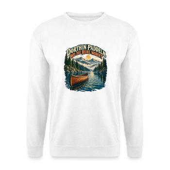 Dorthin paddeln, wo die Ruhe wohnt - Unisex Pullover - Weiß - Vorne - Alina (178cm) & Michal (187cm)