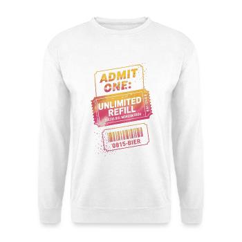Admit One: Unlimited Refill - Unisex Pullover - Weiß - Vorne - Alina (178cm) & Michal (187cm)