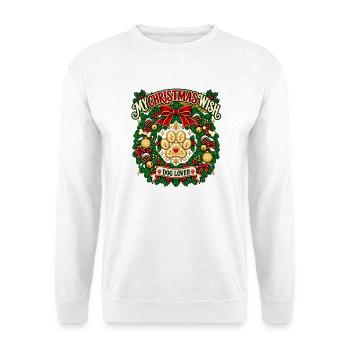 My Christmas Wish Dog Wreath - Unisex Pullover - Weiß - Vorne - Alina (178cm) & Michal (187cm)