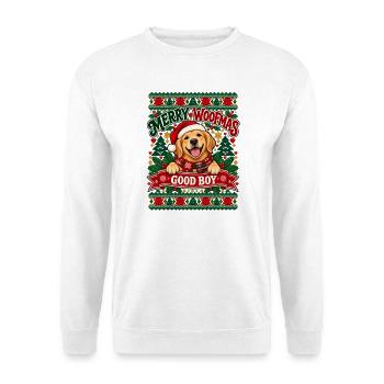 Merry Woofmas Good Boy Dog Design - Unisex Pullover - Weiß - Vorne - Alina (178cm) & Michal (187cm)