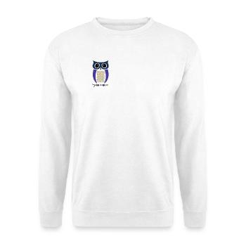 Geometric owl: minimalistisch Eule im Rautenmuster - Unisex Pullover - Weiß - Vorne - Alina (178cm) & Michal (187cm)