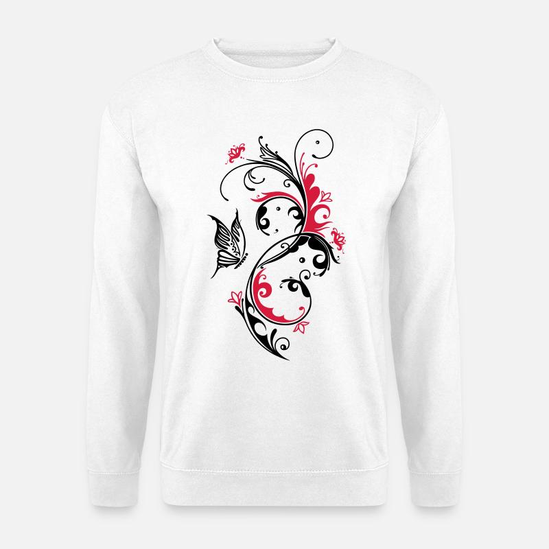 Blumen Schmetterling Floral - Unisex Pullover - Weiß