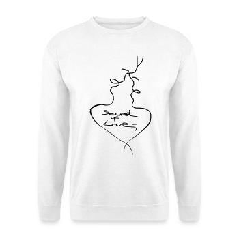 Secret of Love – Minimal Line Art Heart Design - Unisex Pullover - Weiß - Vorne