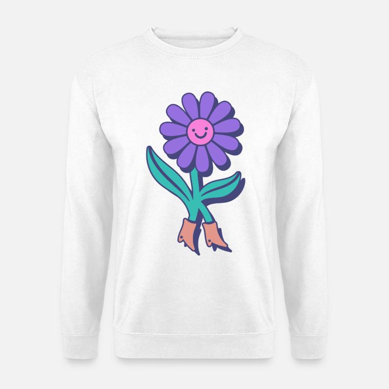 Happy Flower Cartoon - Unisex Pullover - Weiß