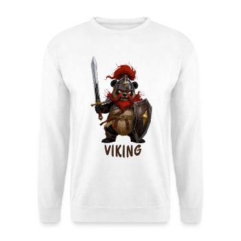 Panda im Wikinger-Outfit – Viking Cartoon - Unisex Pullover - Weiß - Vorne