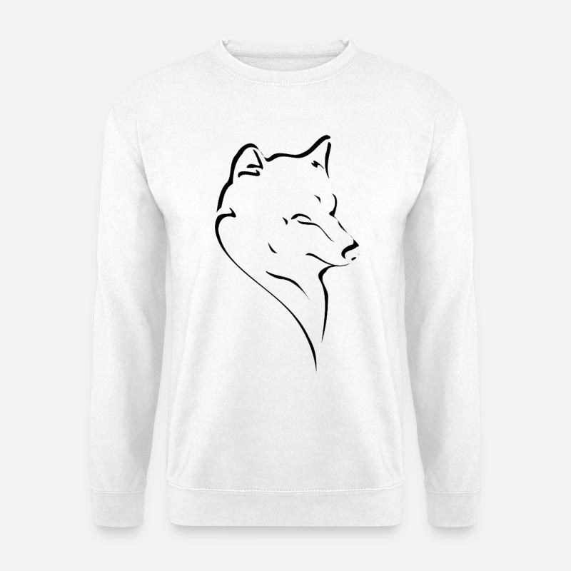Wolfskopf Linienstudie - Unisex Pullover - Weiß