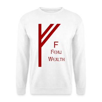 Fehu Rune komplett Rot – Wikinger Futhark Nordisch - Unisex Pullover - Weiß - Vorne