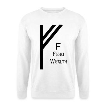 Fehu Rune Complete Black – Viking Futhark - Unisex Sweatshirt - white - Front