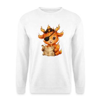 Pirate Fire Goat Shirt Piraten Feuer Ziege - Unisex Pullover - Weiß - Vorne - Alina (178cm) & Michal (187cm)