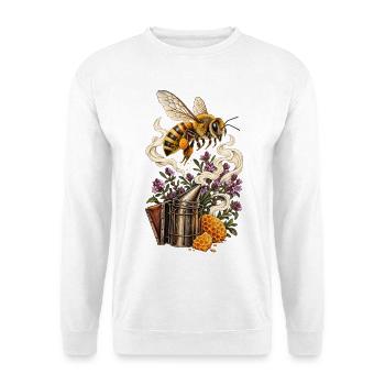 Imkerei Honigbiene - Unisex Pullover - Weiß - Vorne - Alina (178cm) & Michal (187cm)