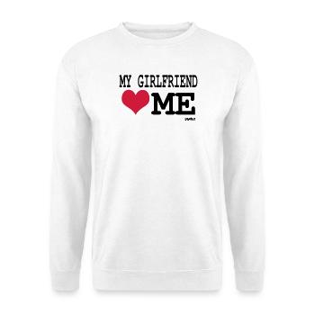 my girlfriend loves me by wam - Unisex Sweatshirt - white - Front