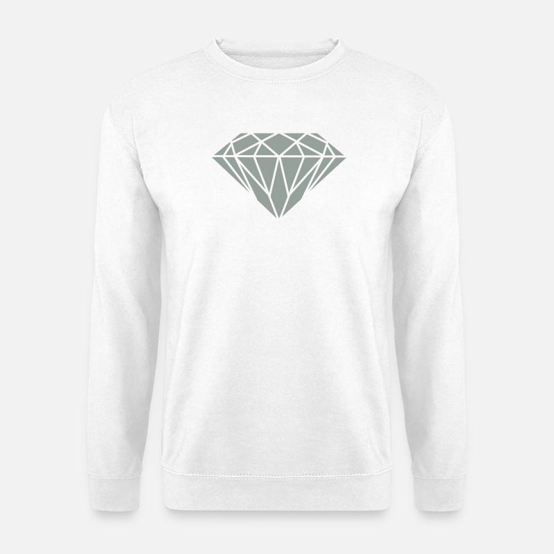 Geometrischer Diamant Linienkunst - Unisex Pullover - Weiß