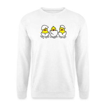 Drei aus dem Ei (c) - Unisex Pullover - Weiß - Vorne