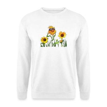 Sonnenblumen mit Sonnenbrille - Unisex Pullover - Weiß - Vorne