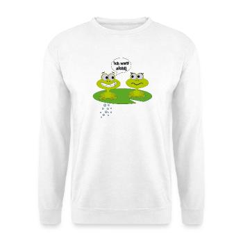 Comic-Frösche - Unisex Pullover - Weiß - Vorne - Alina (178cm) & Michal (187cm)