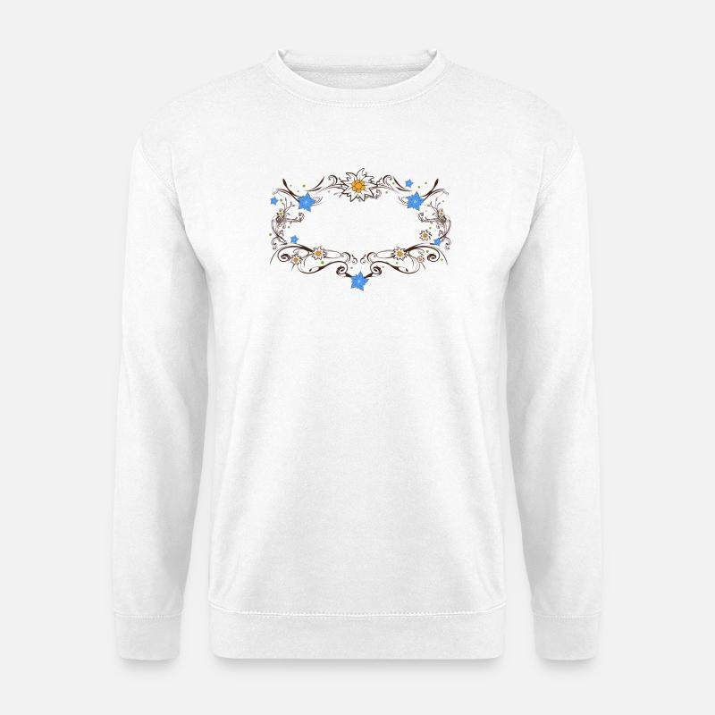 schönes Ornament mit Enzian und Edelweiß - Unisex Pullover - Weiß