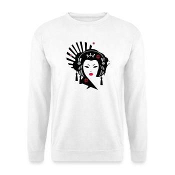 Geisha with headphones - Unisex Sweatshirt - white - Front