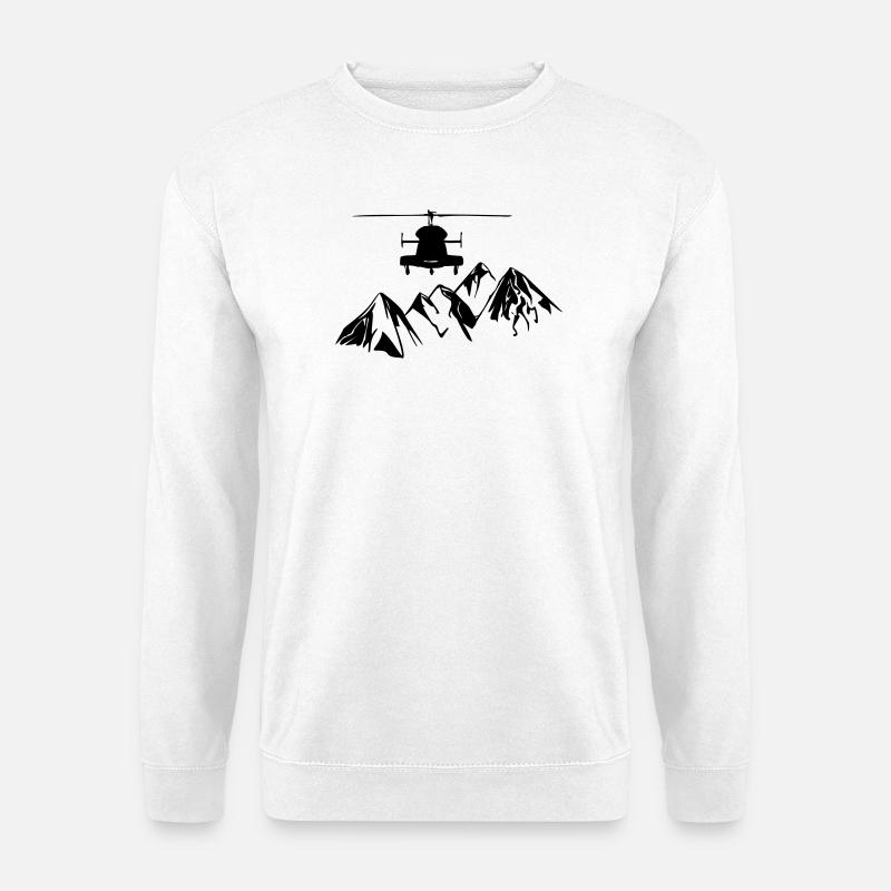 Helikopter mit Bergen - Unisex Pullover - Weiß