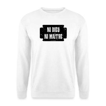 Weder Gott noch Meister - Unisex Pullover - Weiß - Vorne - Alina (178cm) & Michal (187cm)