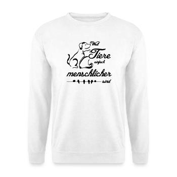 Tiere Menschen Tierfreund Tierschutz Geschenk - Unisex Pullover - Weiß - Vorne