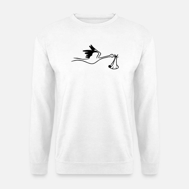 Storch mit Baby - Unisex Pullover - Weiß