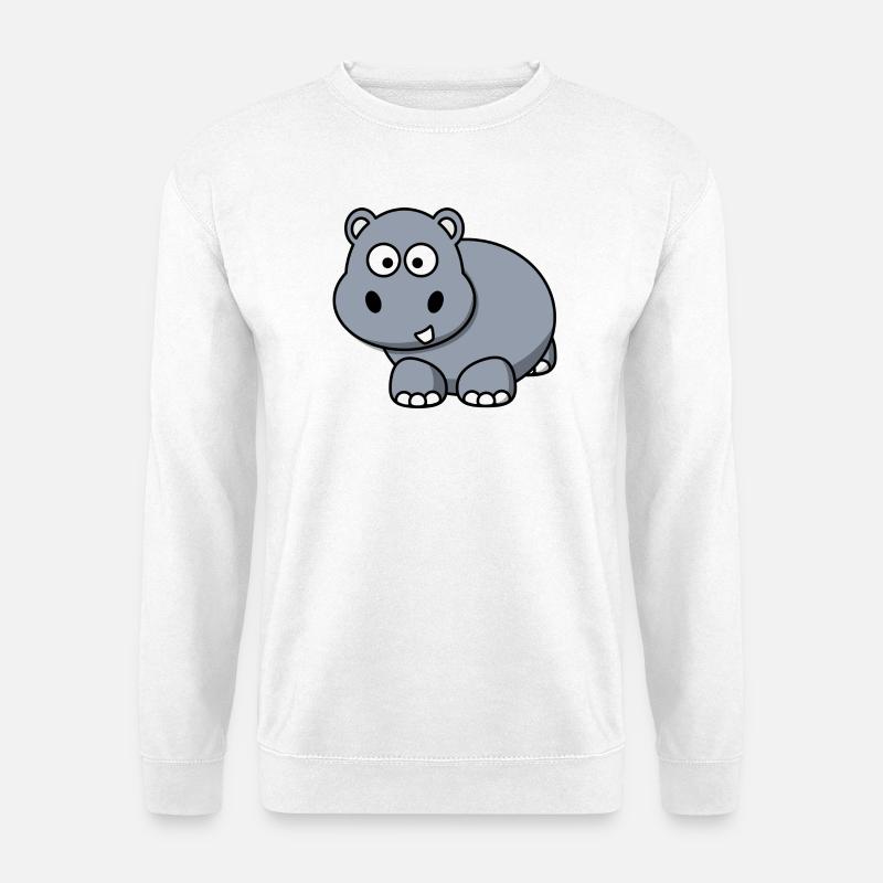 Nilpferd Happy Hippo Comic Stil für Kinder - Unisex Pullover - Weiß