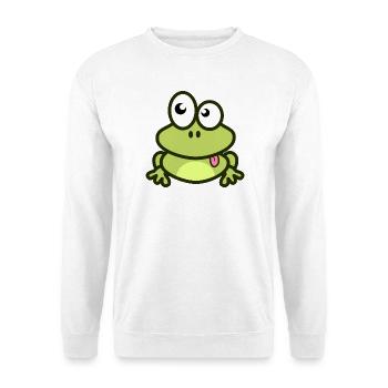 Lustiger Frosch in grün und Comic Stil - Unisex Pullover - Weiß - Vorne