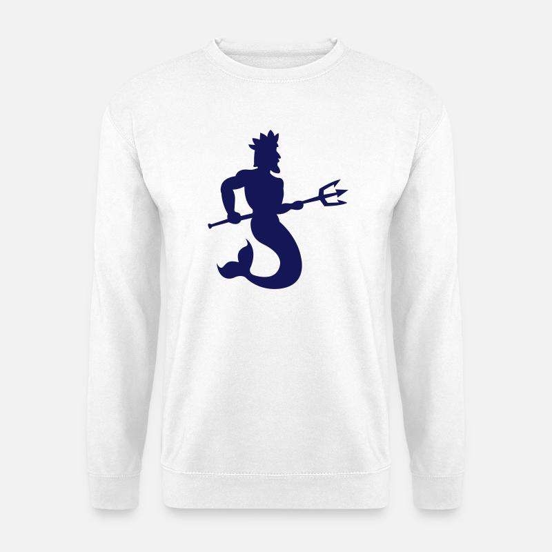 Wasserkönig mit Dreizack - Unisex Pullover - Weiß
