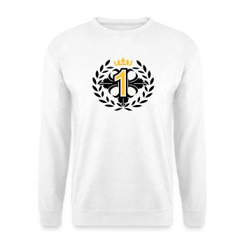 Die Nummer Eins mit Lorbeerkranz und Krone - Unisex Pullover - Weiß - Vorne