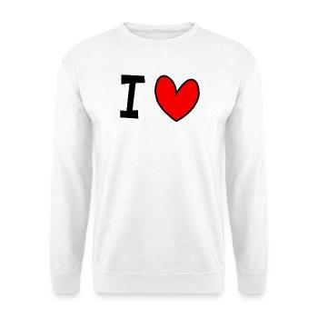 I love - Unisex Pullover - Weiß - Vorne - Alina (178cm) & Michal (187cm)