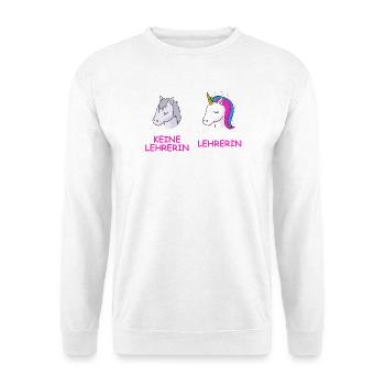 Unicorn Kontrast Lehrerin - Unisex Pullover - Weiß - Vorne