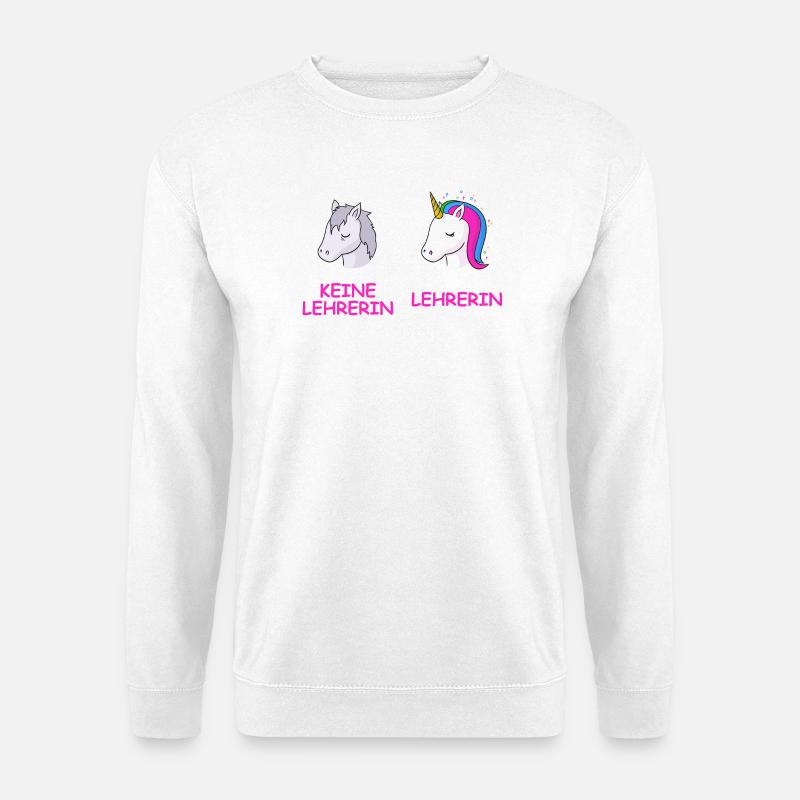 Unicorn Kontrast Lehrerin - Unisex Pullover - Weiß