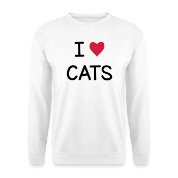 I love Cats Geschenk für Katzenfreunde - Unisex Pullover - Weiß - Vorne