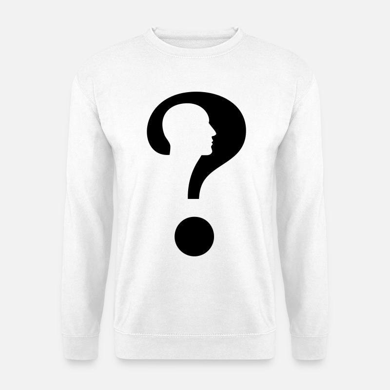 Fragezeichen mit Silhouette Mann # - Unisex Pullover - Weiß