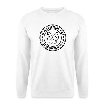 36 ans je ne vieillis pas je m'améliore - Sweat-shirt Unisexe - blanc - Devant