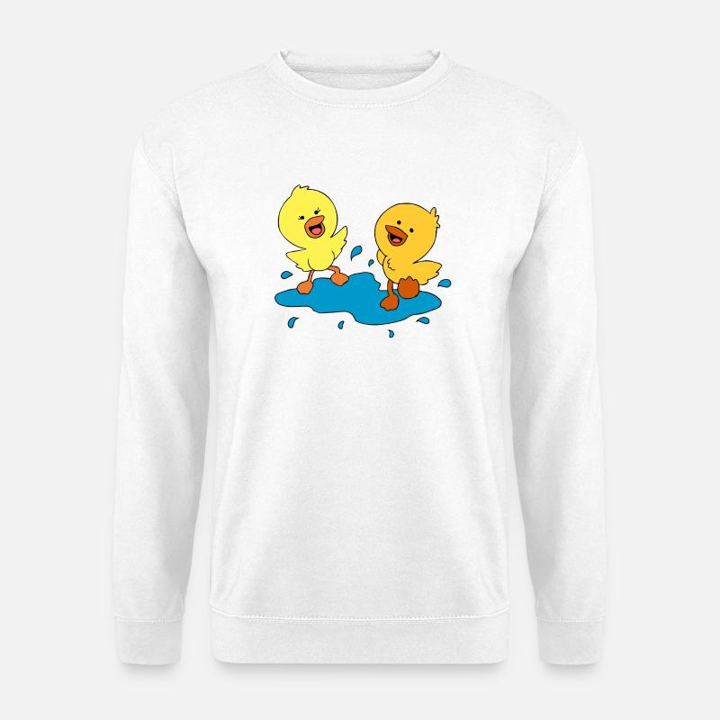 Cute ducklings splashing in a puddle - Unisex Sweatshirt - white