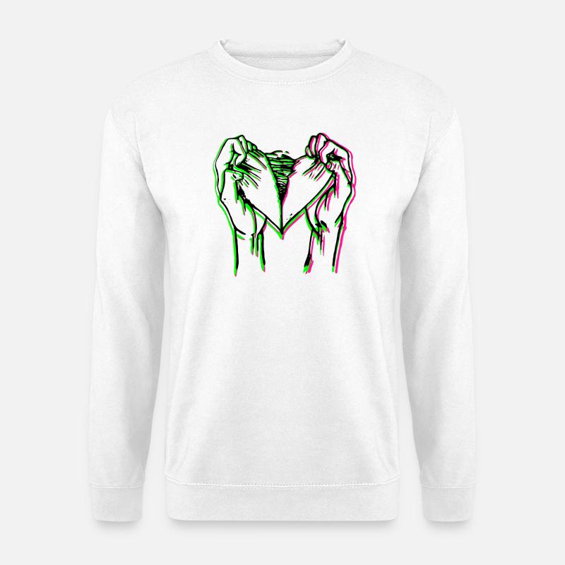 Neon Herzhand Silhouette - Unisex Pullover - Weiß