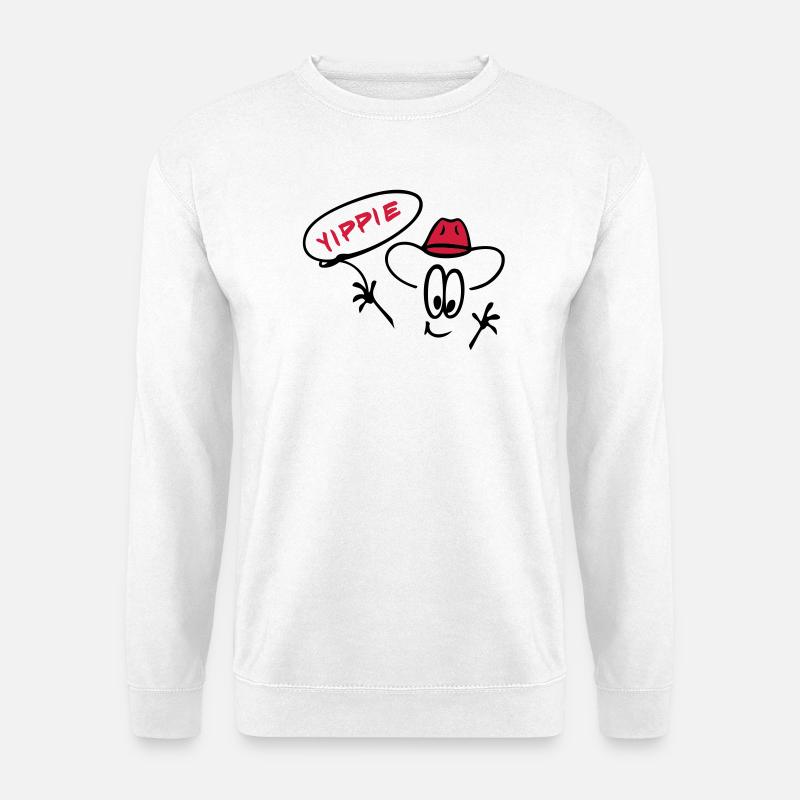 Cowboy mit Lasso - Unisex Pullover - Weiß