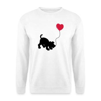 hund mit Luftballon - herz doglover - Kindermotiv - Unisex Pullover - Weiß - Vorne