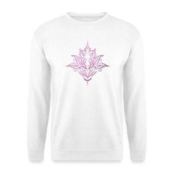 Lotus, lotus flower with moon. Yoga. Pink. - Unisex Sweatshirt - white - Front