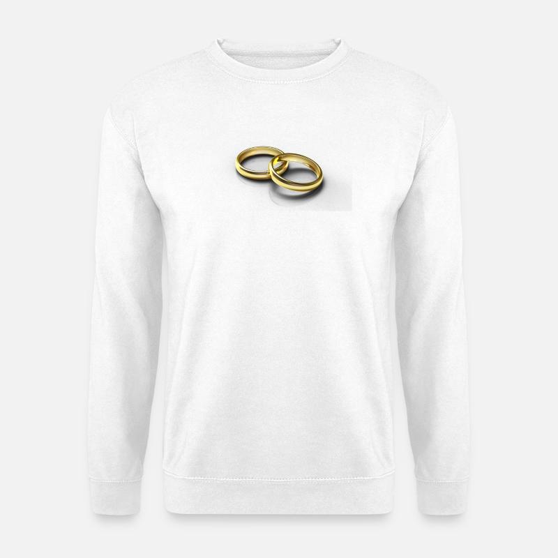 Goldene Ringe Hochzeitsthema - Unisex Pullover - Weiß