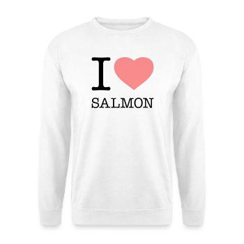 I LOVE SALMON Fisch Lachs - Unisex Pullover - Weiß - Vorne