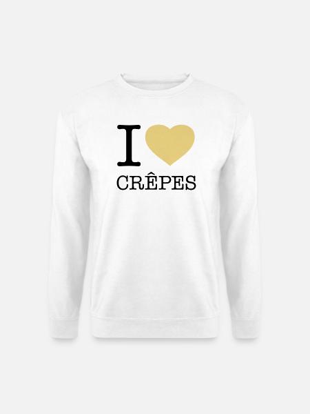 I LOVE CREPES Pfannkuchen - Unisex Pullover - Weiß