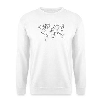 Carte du monde – Croquis de voyage dessiné à la main - Sweat-shirt Unisexe - blanc - Devant