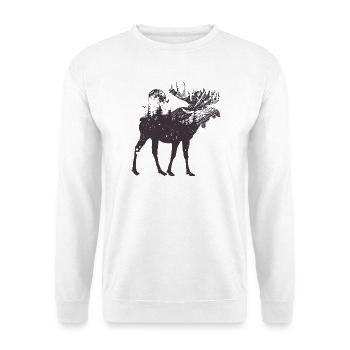 Mondbeschienener Elchwald-Silhouette - Unisex Pullover - Weiß - Vorne